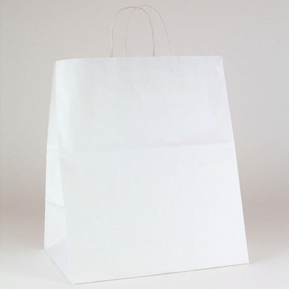 Large Gusseted Paper Bags, 6 x 3.5 x 11, White, 100/Pack