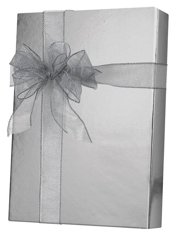 Pebble Foil Metallic Gift Wrapping Paper in Silver & White - 30 x