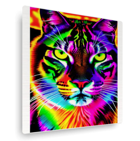 Face of beautiful cat in neon colors.