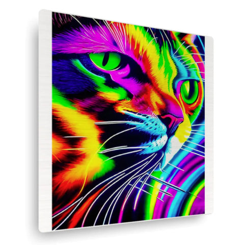 Face of beautiful cat in neon colors.