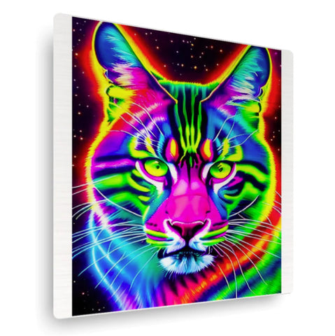 Face of beautiful cat in neon colors.