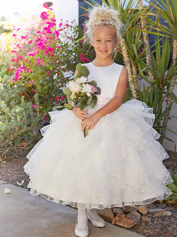 Enchanting Ivory Tulle Flower Girl Dress