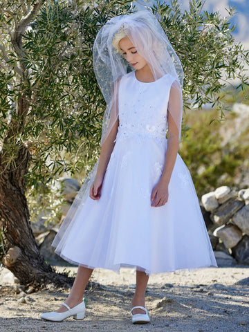 Satin and Tulle First Communion Dress For Girls