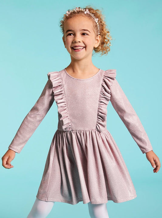 Girls Ruffle-Front Pink Scuba Dress – Chasing Fireflies