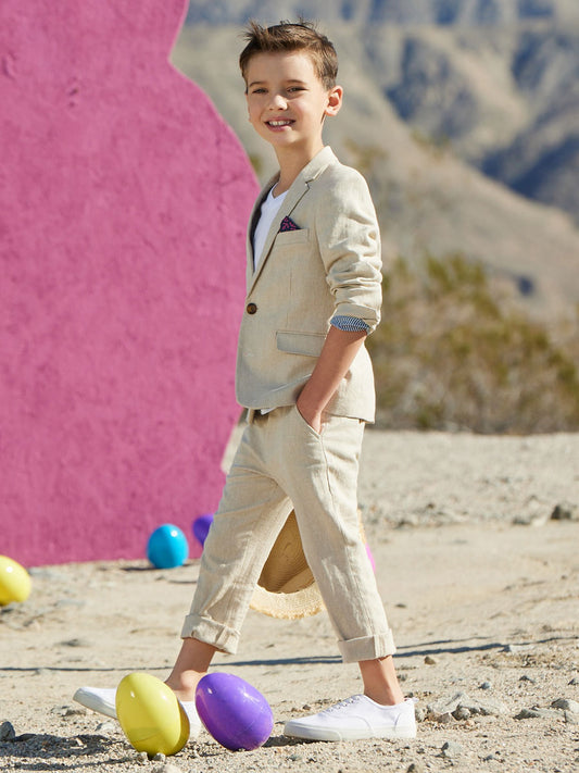 Khaki Herringbone Two Piece Mod Suit for Boys