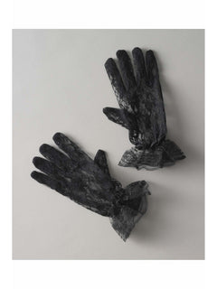 girls black lace gloves