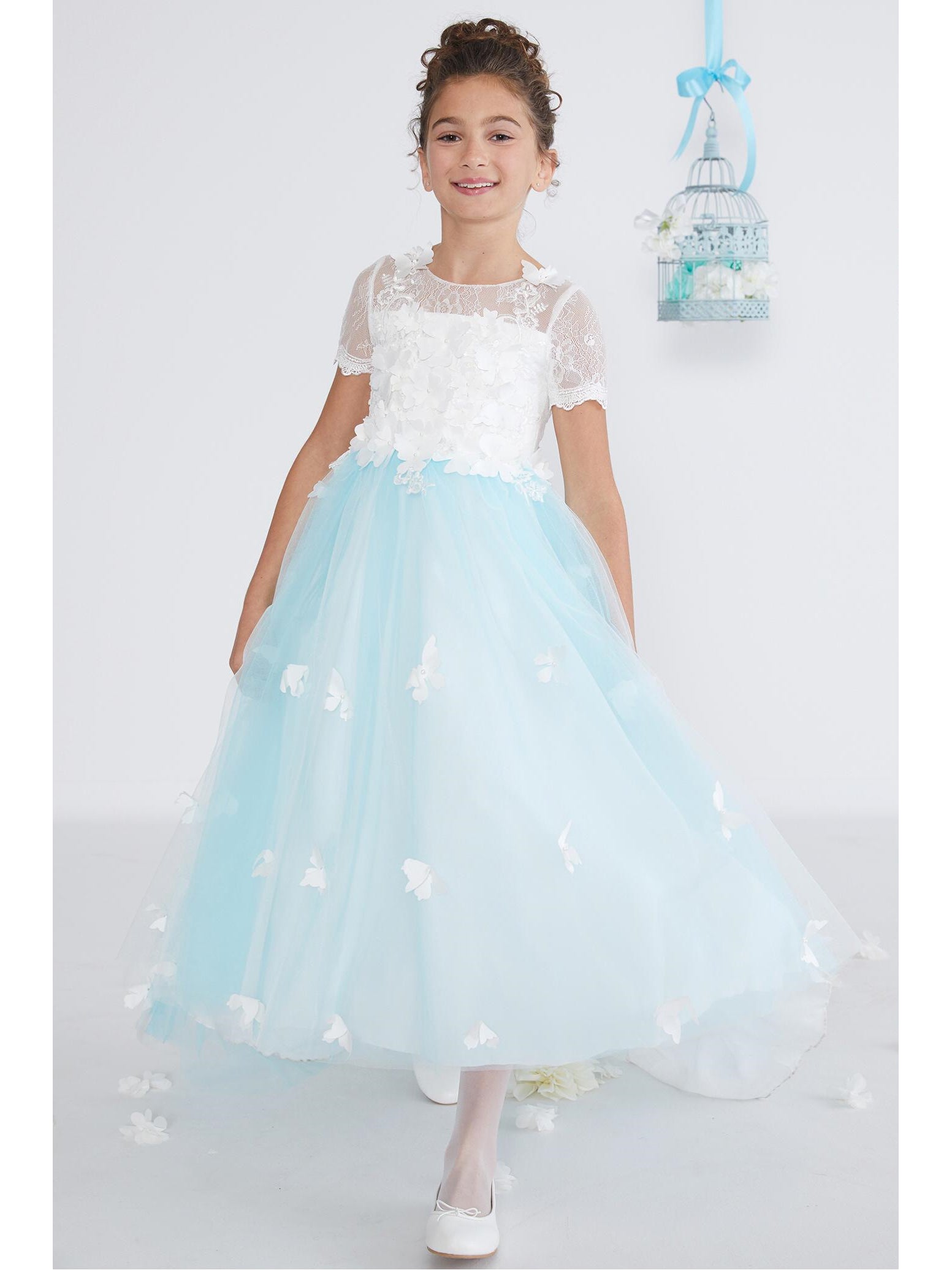 Girls Blue Sky Butterfly Dress 