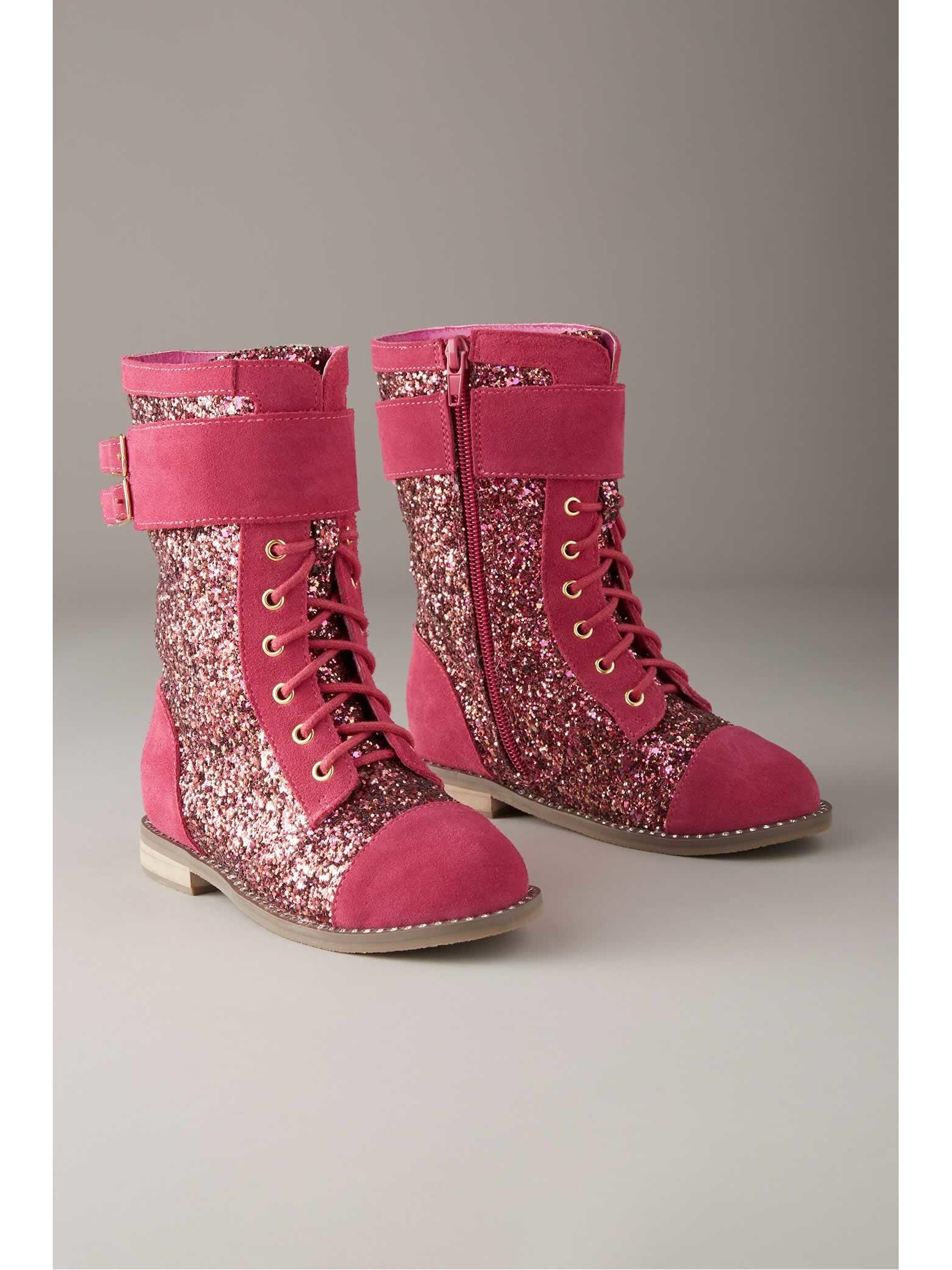 red glitter combat boots