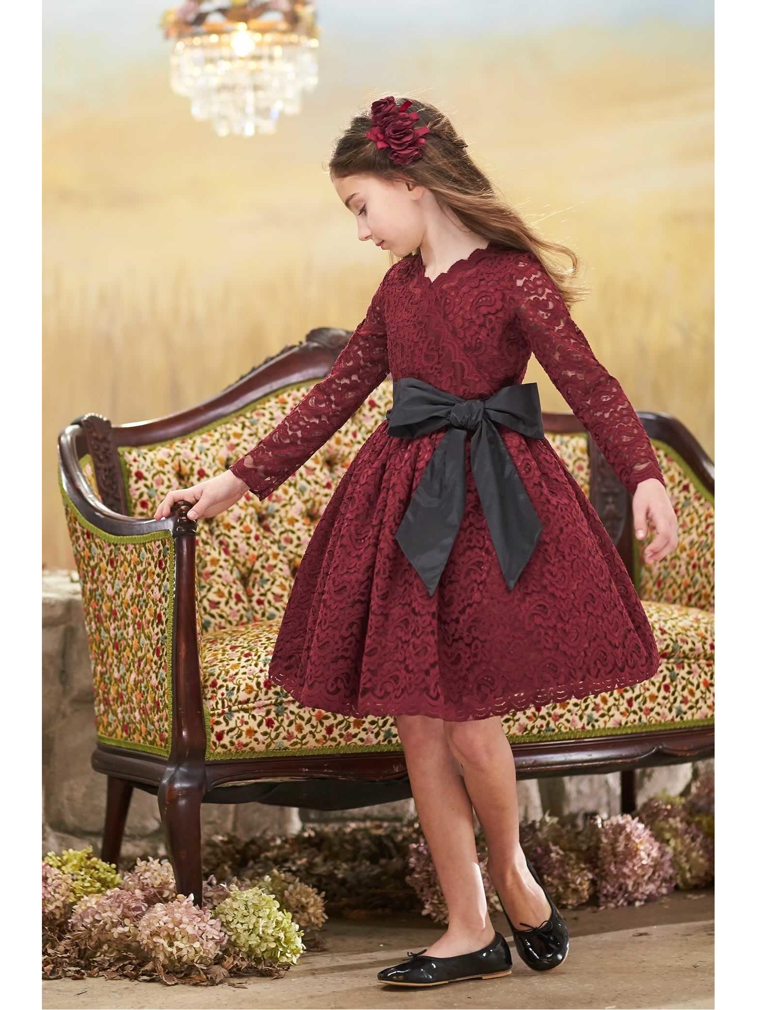 Girls Holiday Lace Dress - Chasing Fireflies