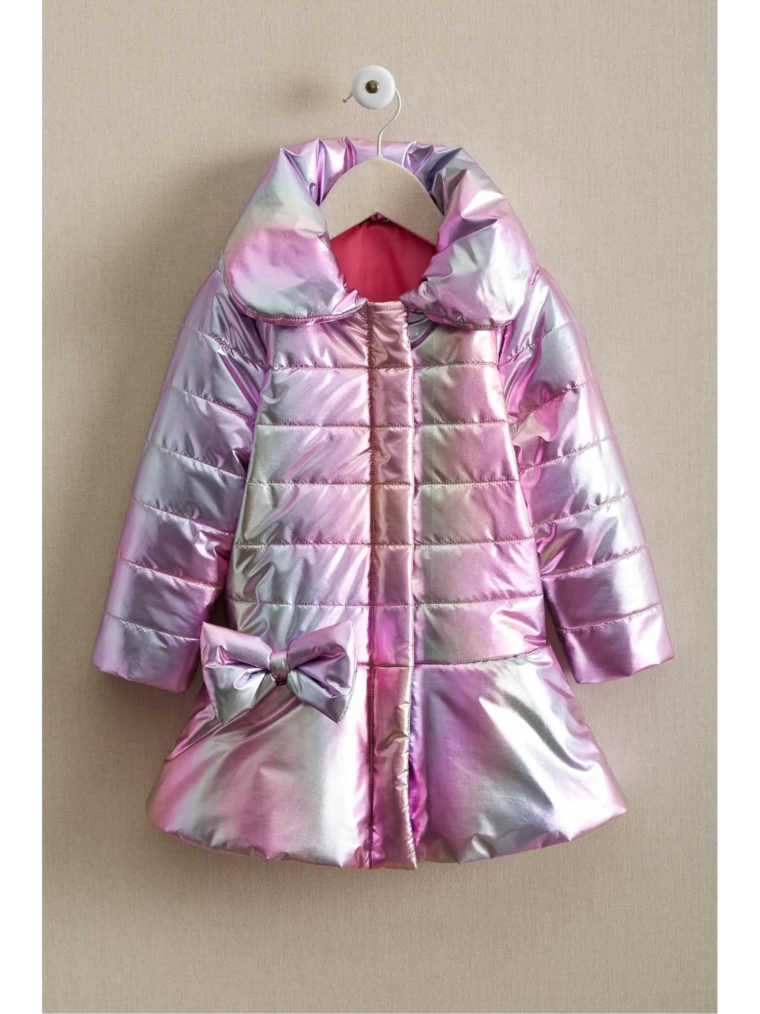 girls metallic puffer jacket