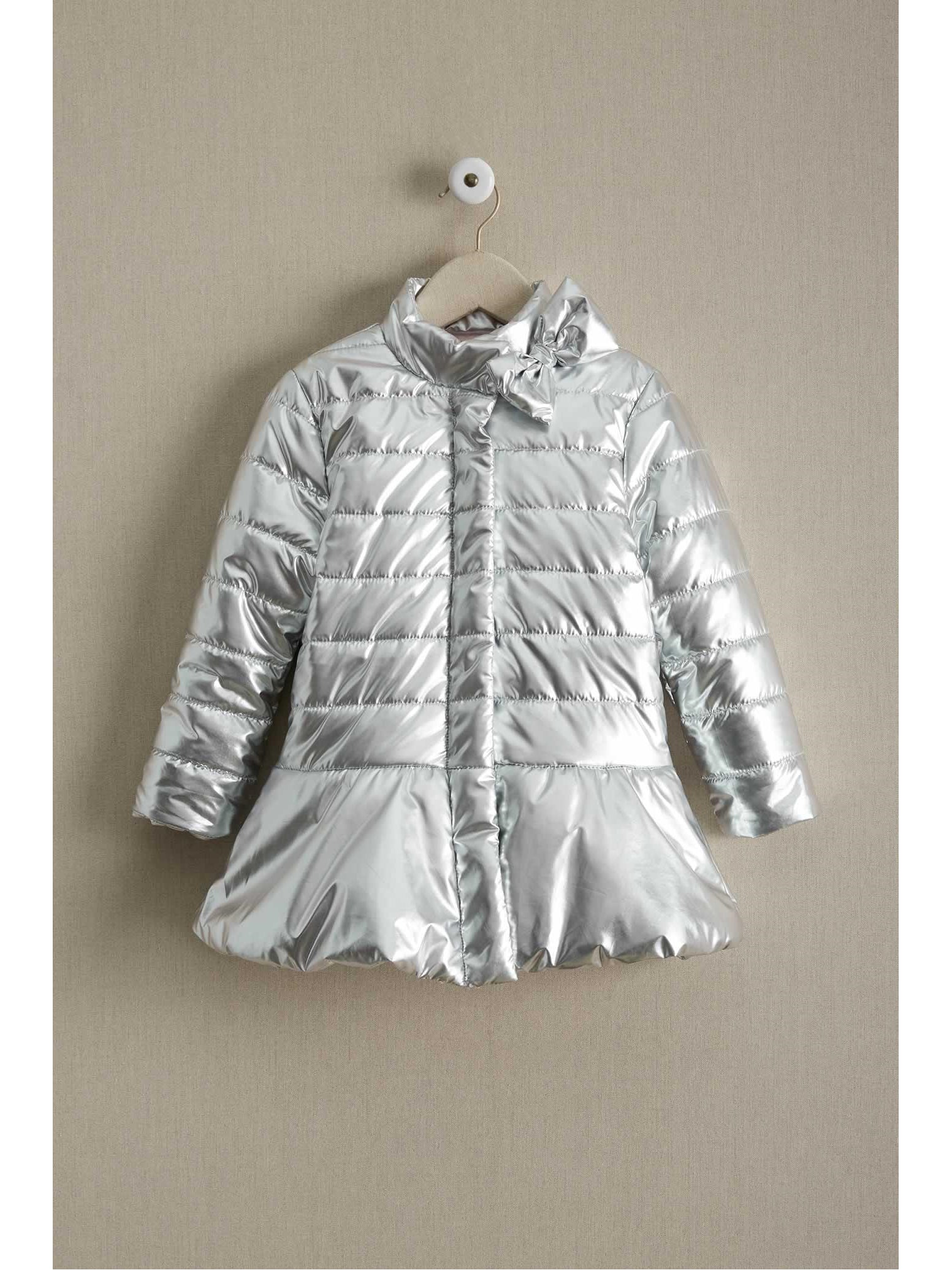 girls silver puffer coat