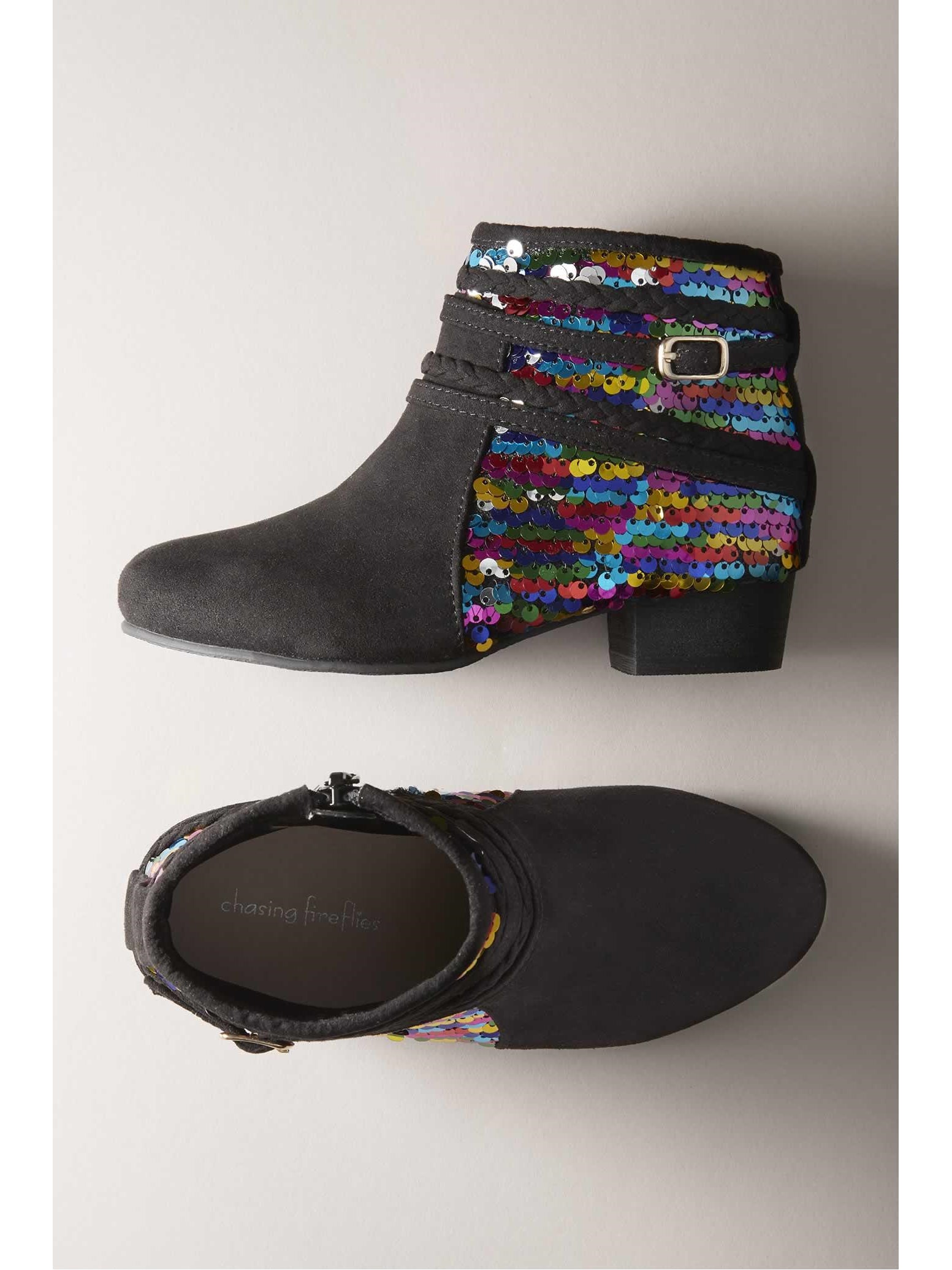 multi color sequin booties