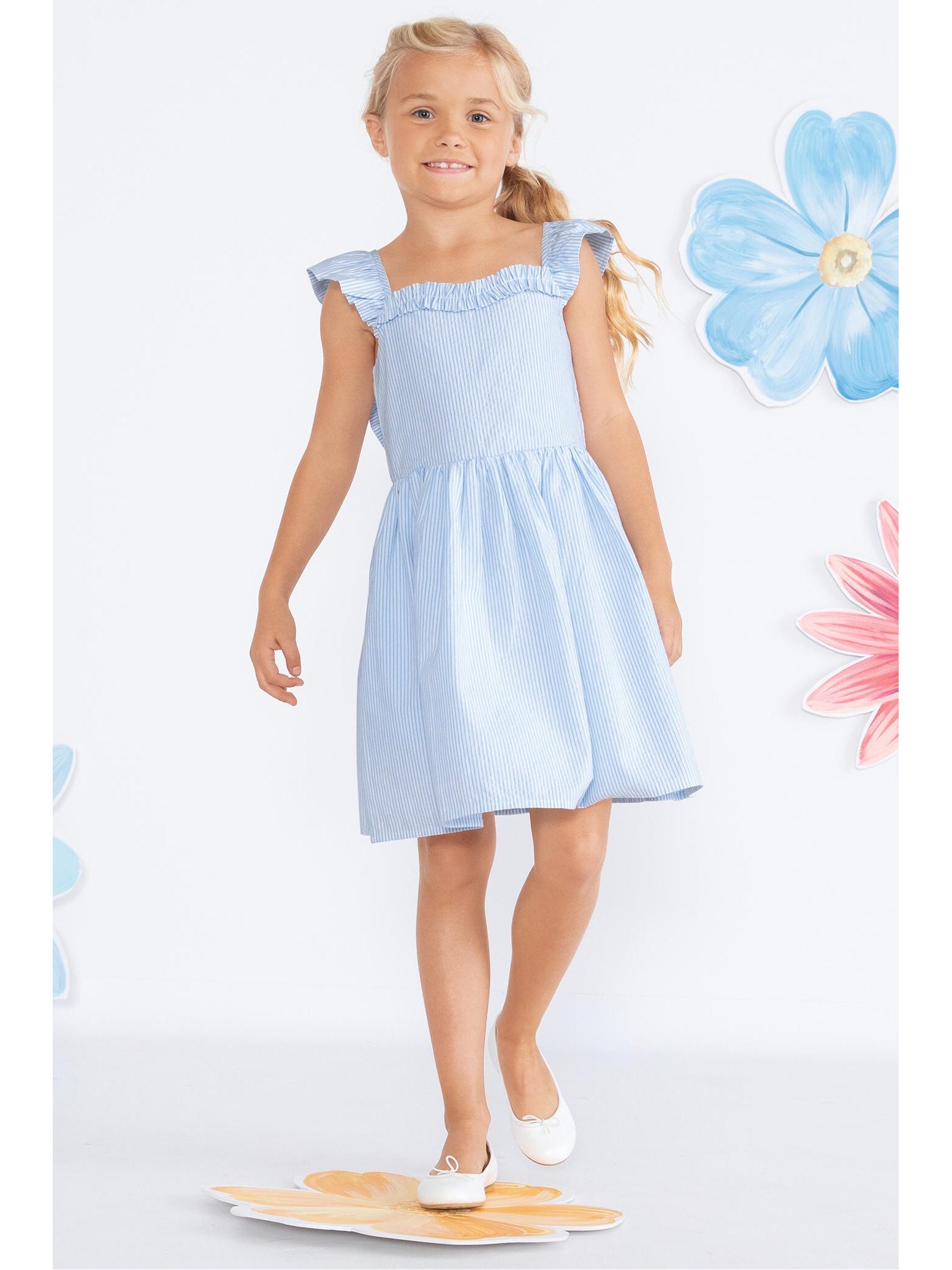 girls blue seersucker dress