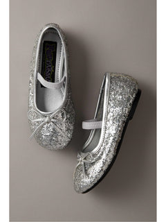 girls silver glitter flats