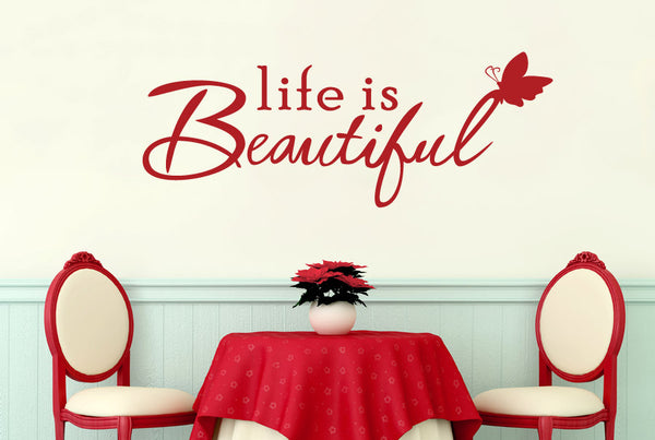 Life Is Beautiful Perching Butterfly Wall Stickers Art 