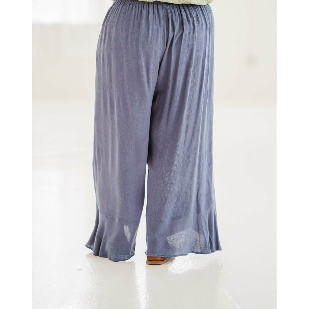 Ruffle Pants with Elastic Waist - Regular & Curvy Sizes - Lilac Clothing Company LLC