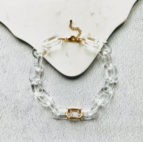 Chunky Clear Chain Carabiner Necklace by Aurelia + Icarus