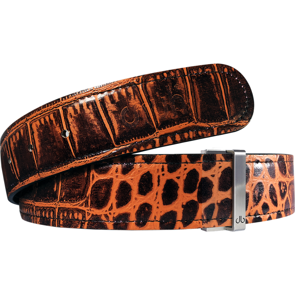 Brown Crocodile Texture Leather Belt | Druh Belts & Buckles Best