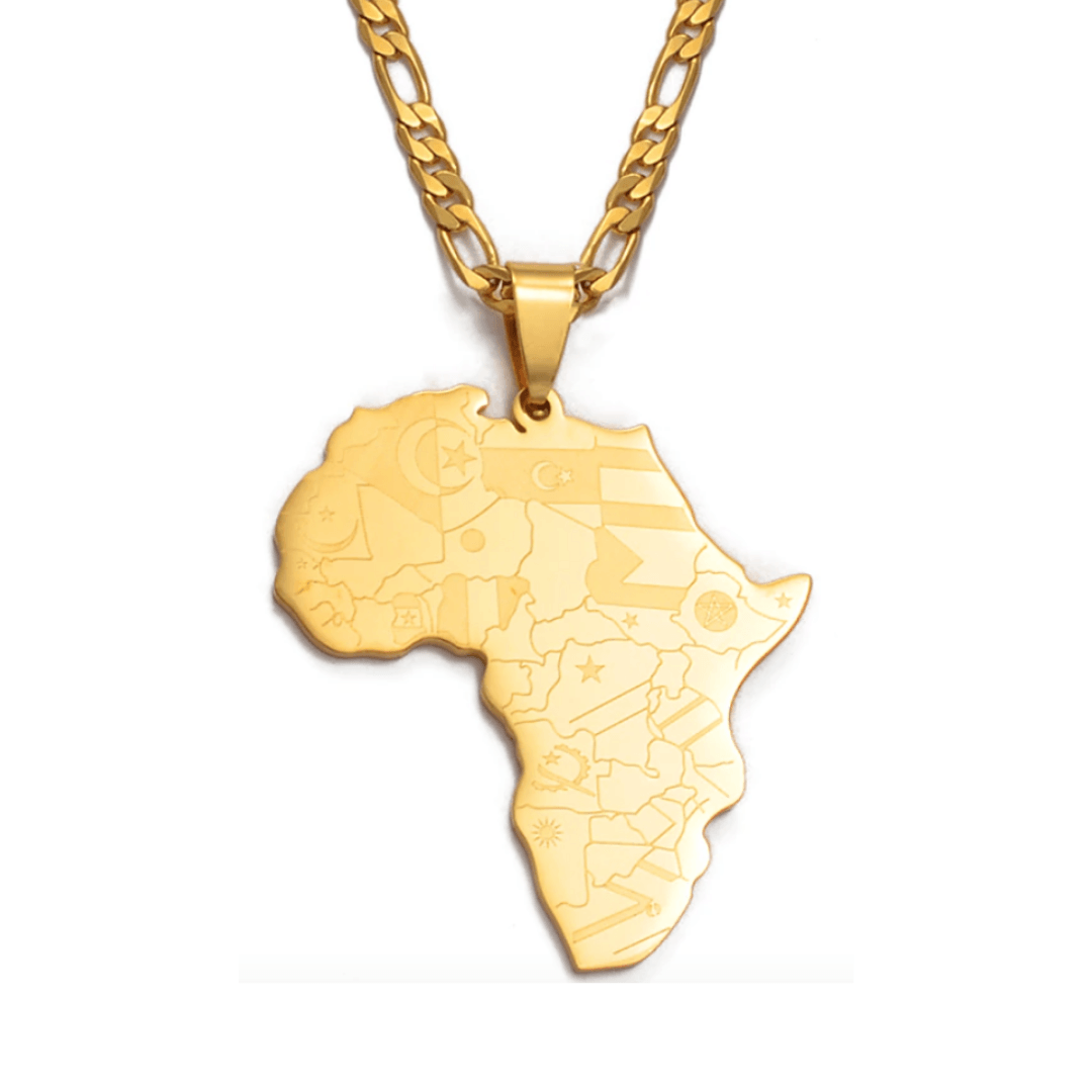 Africa Flag Mapped Necklace - 18K Gold Plated - Beauty Melanin product image