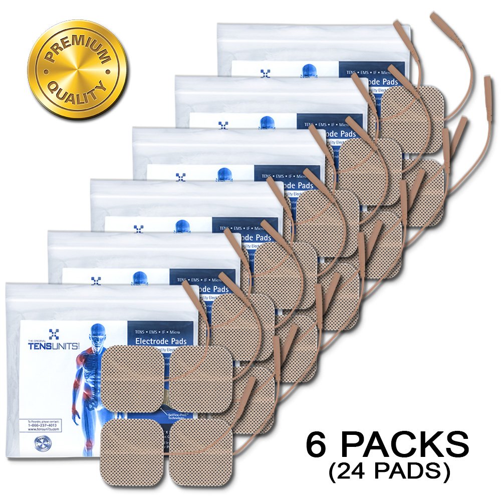 Pack of 6 (24 Pads) 2" x 2" Premium Square Tan Cloth Electrodes In Poly Bag