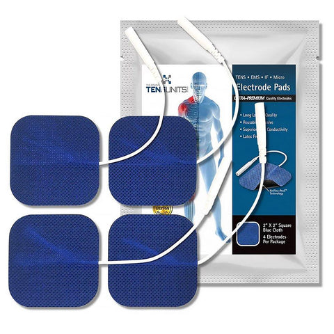 12 TENS Unit Electrode Pads 2 x 2 Replacement TENS EMS Massage 2 Inch  Square White Cloth with Premium Adhesive Gel