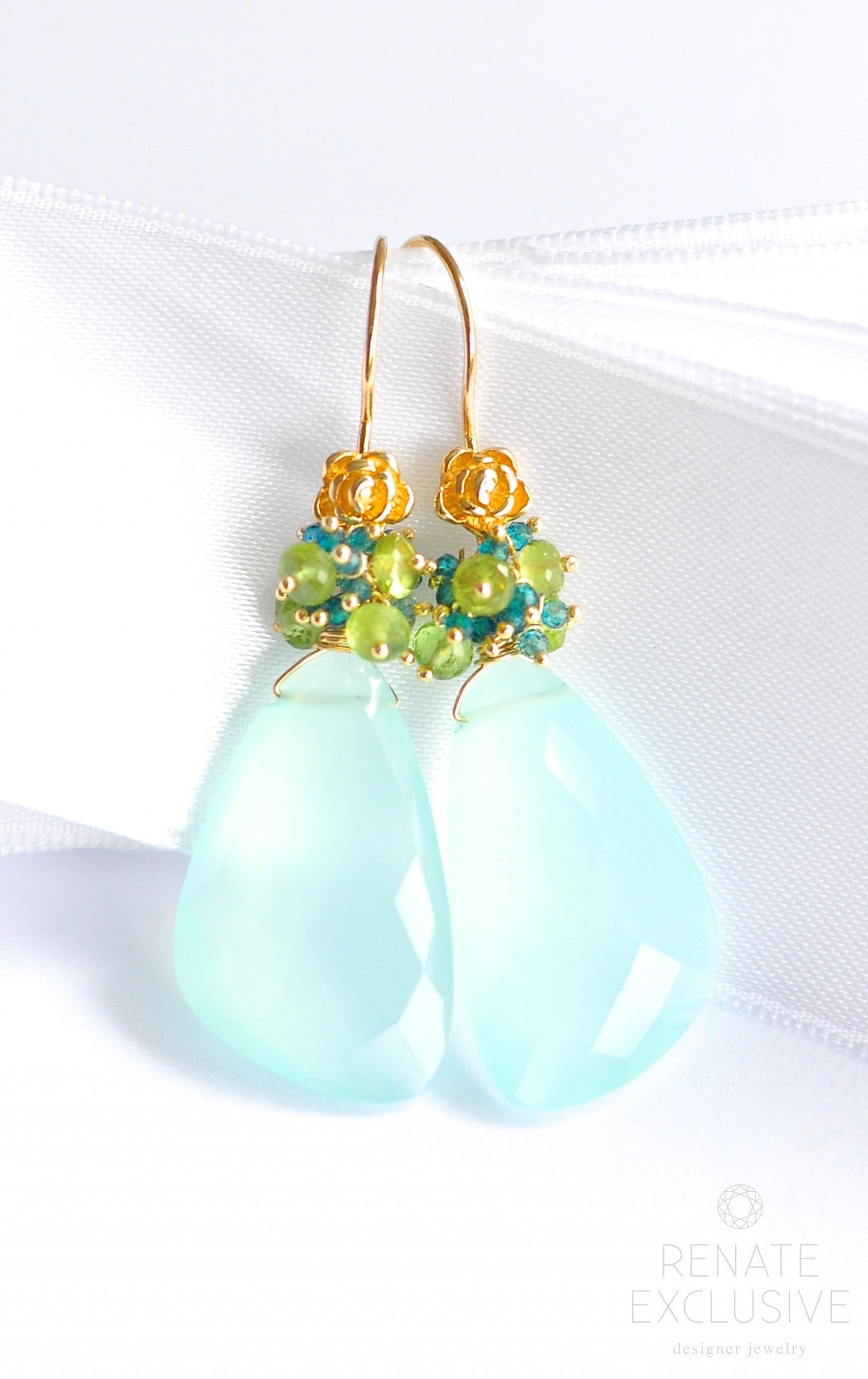 Lovely Seafoam Chalcedony Earrings Laguna Beach