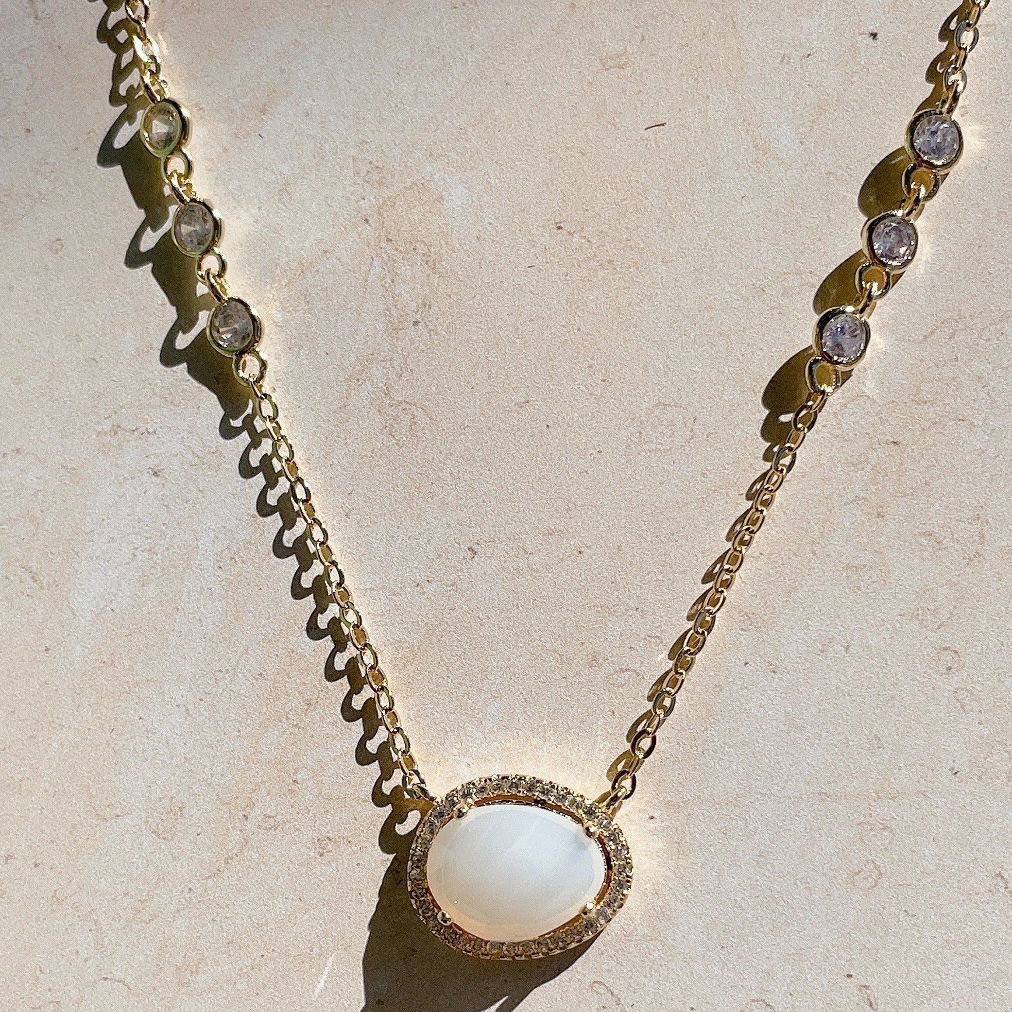 CELESTIAL Moonstone & Diamond Necklace | Gold