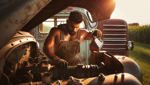 Man changing the engine oil