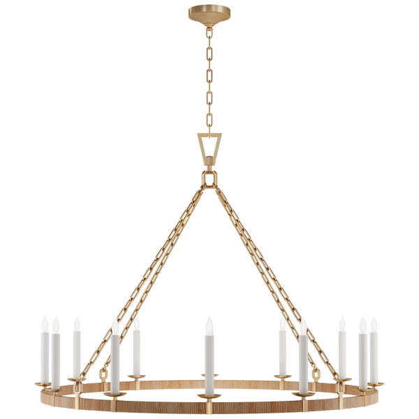 Visual Comfort Signature Antigua XL Drum Chandelier in Antique Brass &  Natural Abaca by Chapman & Myers