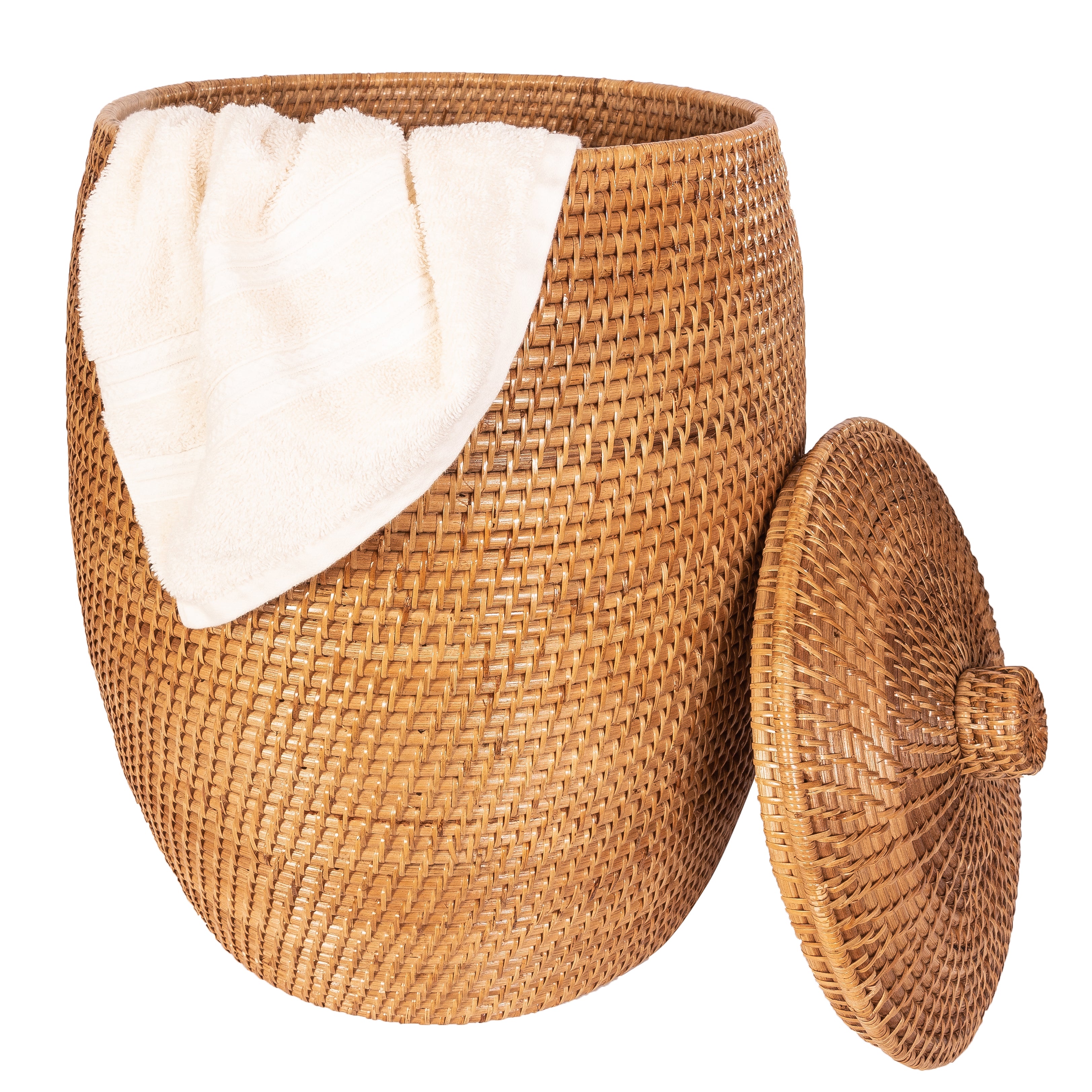 Artifacts Rattan Oval Waste Basket with Metal Liner