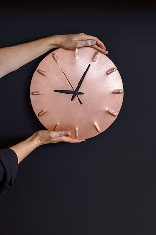 Brushed Copper Modern Wall Clock Black Hands made by Empire Copper by Hayes Home