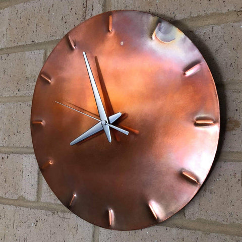 Blowtorch Patina Copper Clock with Silver Hands | Made by Empire Copper
