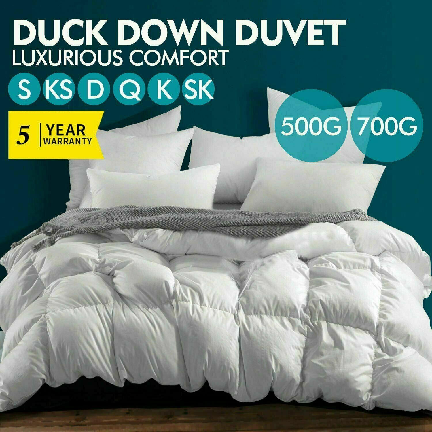 700gsm Duvet Doona Quilt Duck Down Feather Bedding Summer Winter