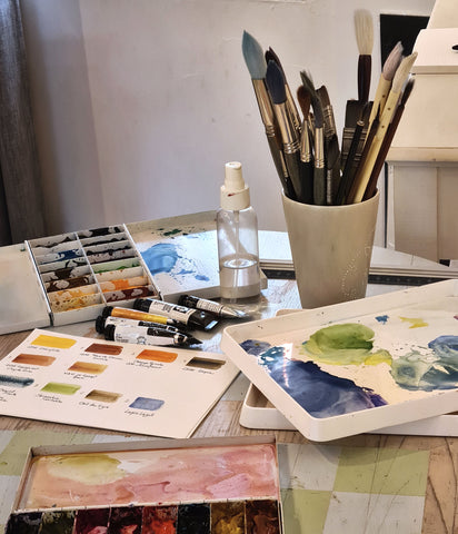 l'atelier de l'aquarelliste Catherine Jullien