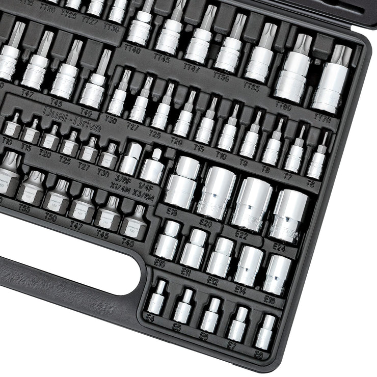 CARBYNE Master Torx Bit Socket Set & Torx External Socket Set, 74 Piece | S2 Steel Bits, CrV Sockets | 1/4-inch, 3/8-inch & 1/2-inch Drive