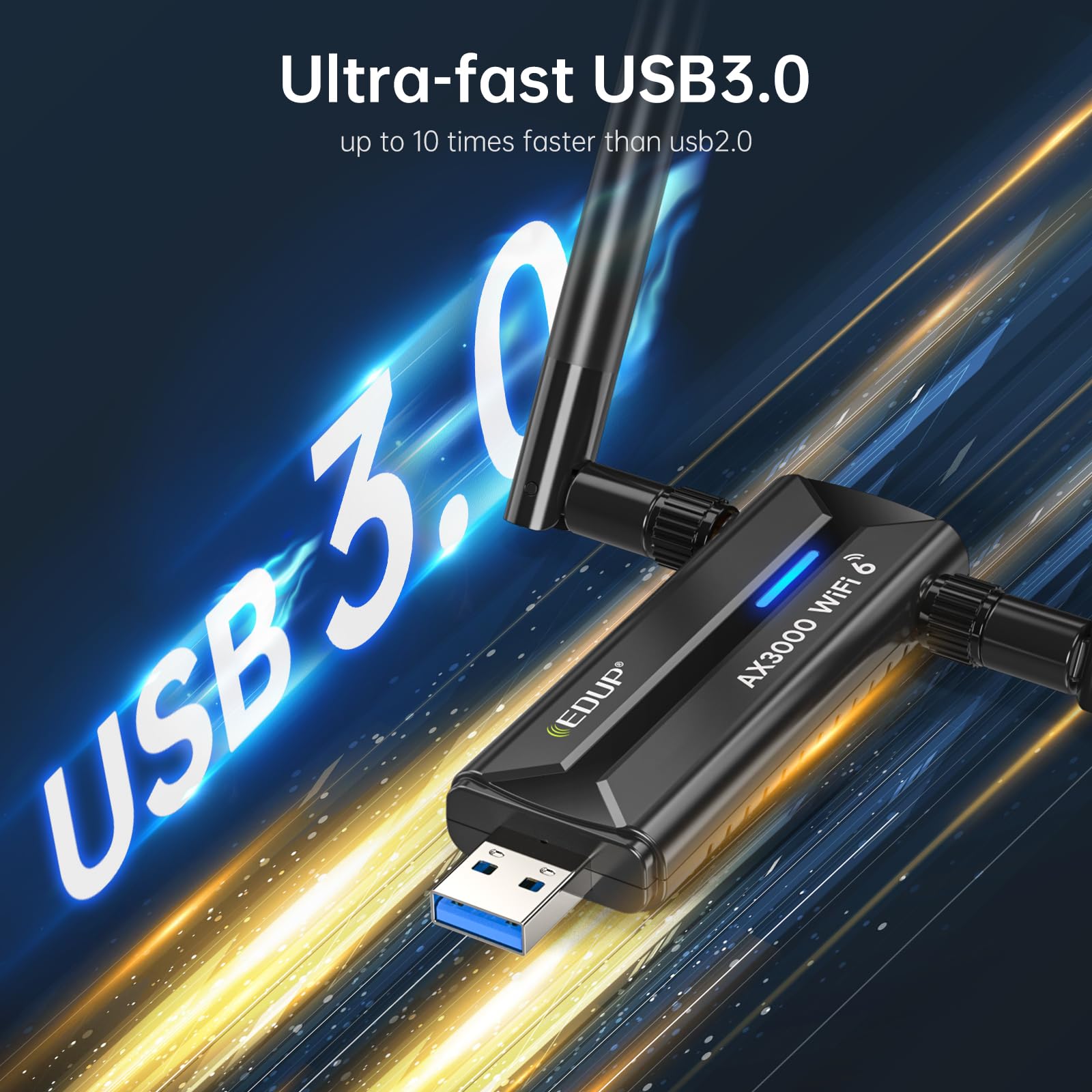 EDUP AX3000M USB 3.0 WiFi 6E Adapter Wireless WiFi Dongle Network Adapter 802.11AX Tri-Band 6GHz/5GHz/2.4GHz Dual 5dBi Antennas for PC Desktop Laptop Compatible with Windows 11/10 64Bits - Image 9