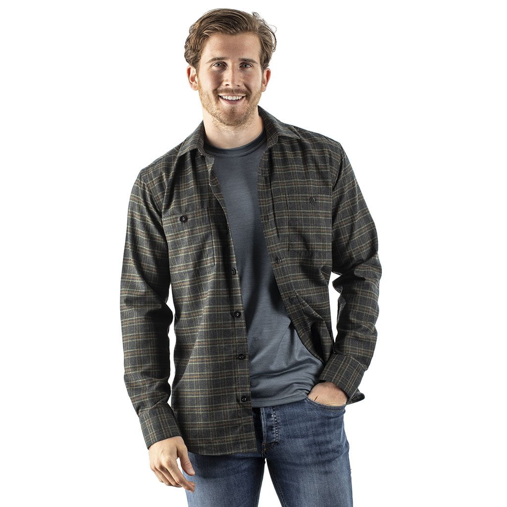 EDZ Merino Wool Plaid Flannel Shirt Green