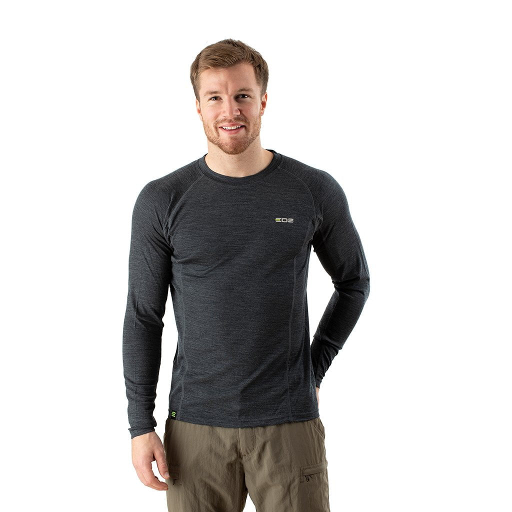 EDZ 200g Merino Base Layer Long Sleeve Crew Mens Graphite Grey