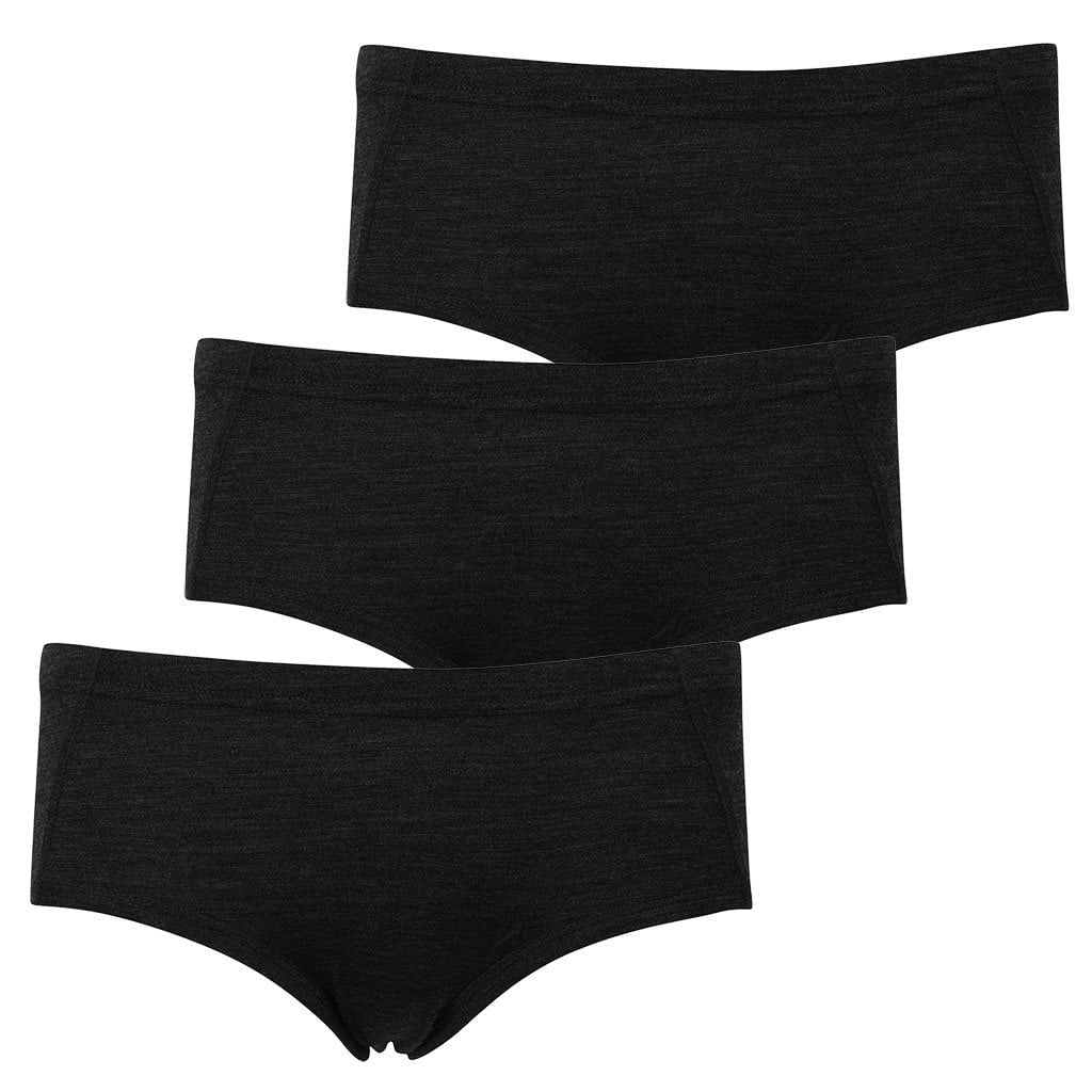 EDZ Merino Wool 200gsm Womens Hipster Briefs Black (3 Pack)