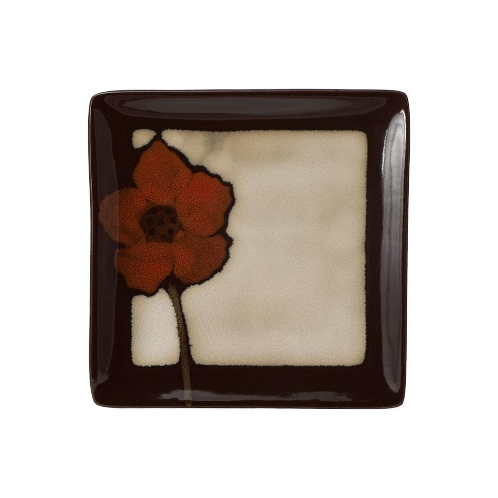 Painted Poppies Square Plates are beautifully coordinated with other Painted Poppies dinnerware.