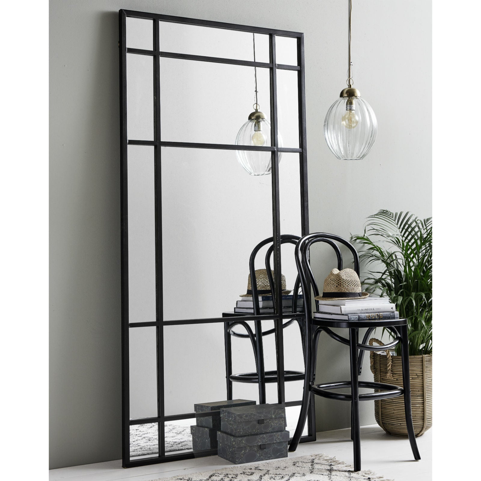 Black Iron Floor Standing Mirror 204cm High Annie Mo S