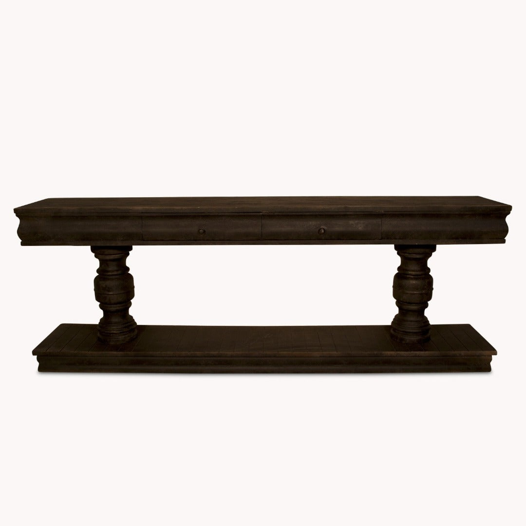 Large Distressed Black Console Table 240cm Annie Mos