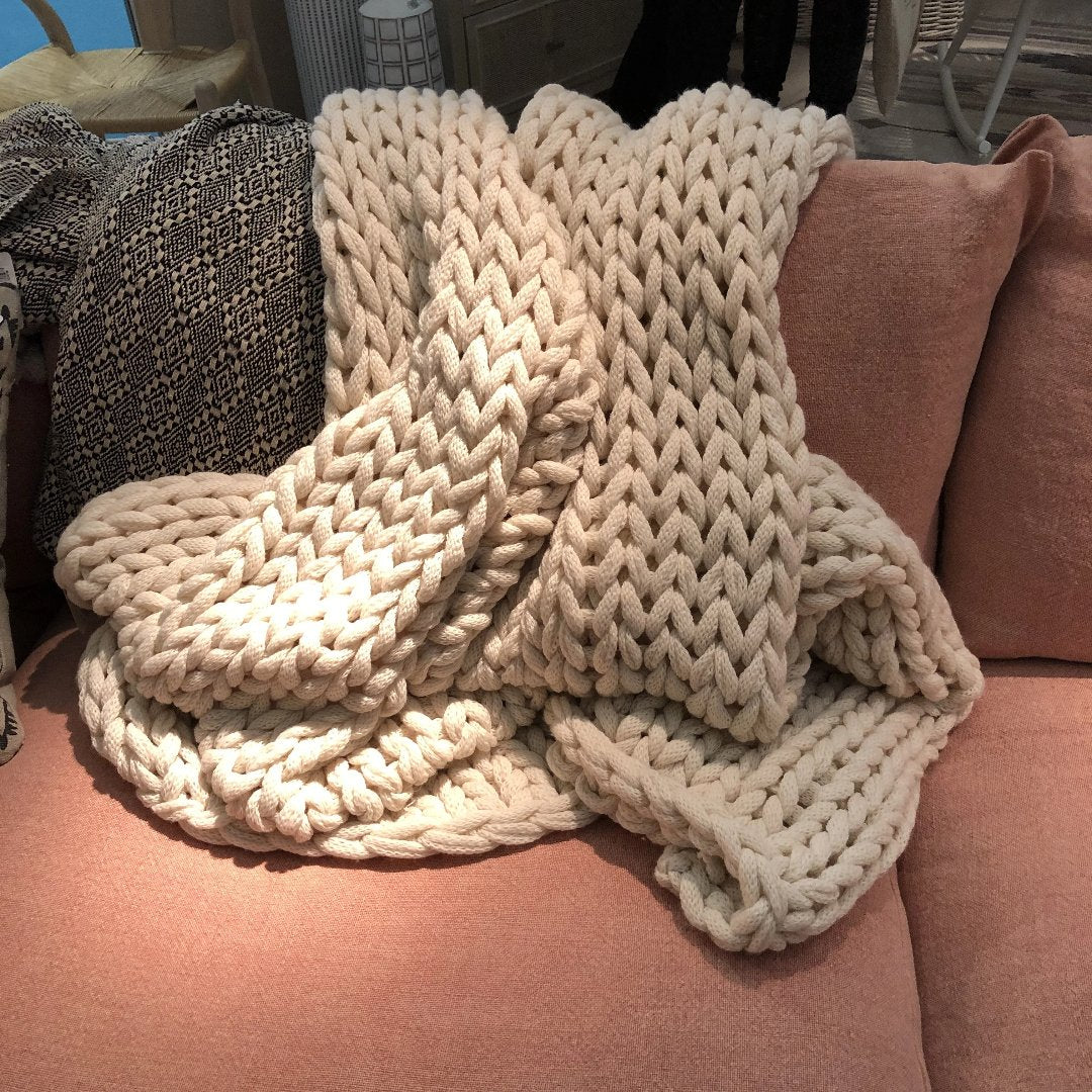 Cream Chunky Knit Blanket Annie Mos