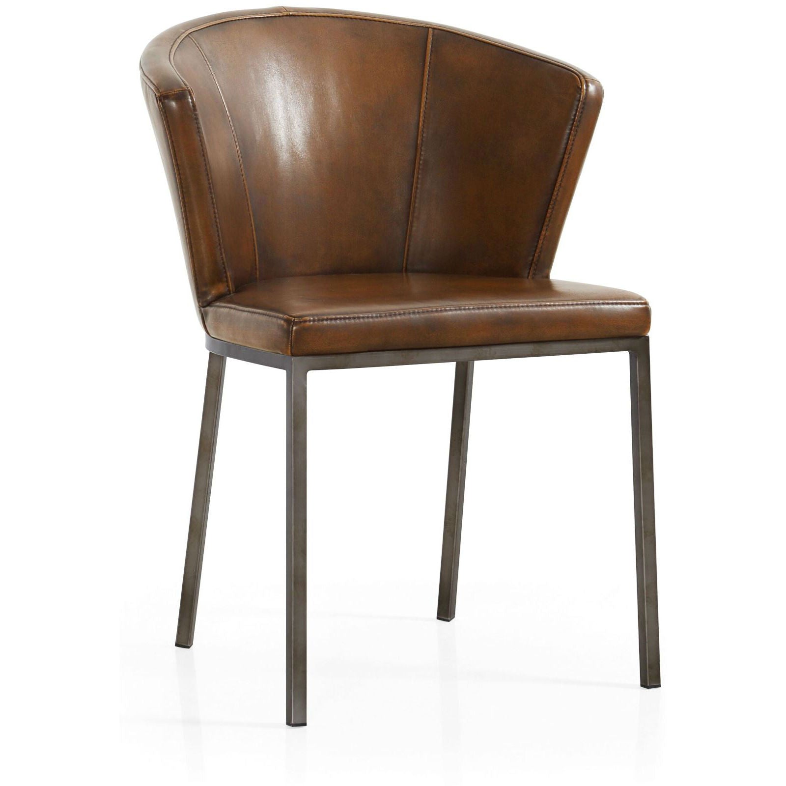 retro curved back faux leather dining chair