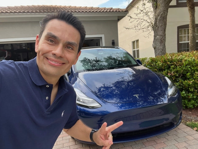 Smiling Tesla Owner With Drive Protected PPF