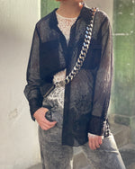 aalis AMONA see through lace panel shirt (Black)