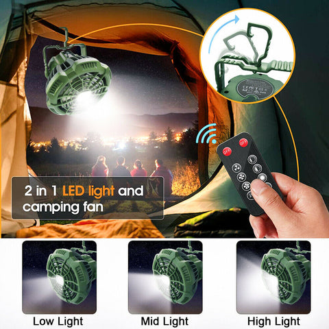 2 In 1 LED Camping Light And Fan Outdoor Hiking Lantern Fan Combo –  CyberMall