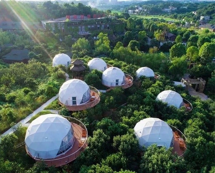 tiny homes geodesic dome community