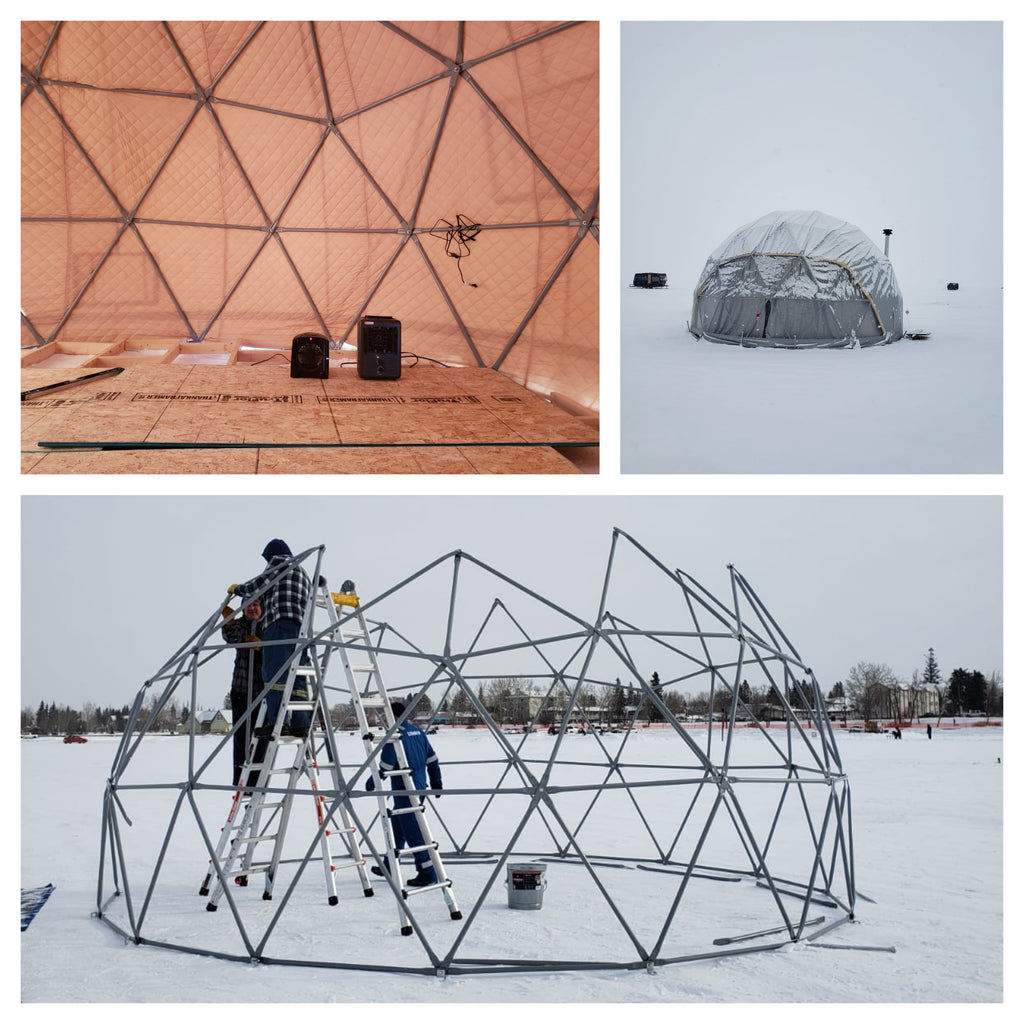 building a geodesic glamping fishing dome