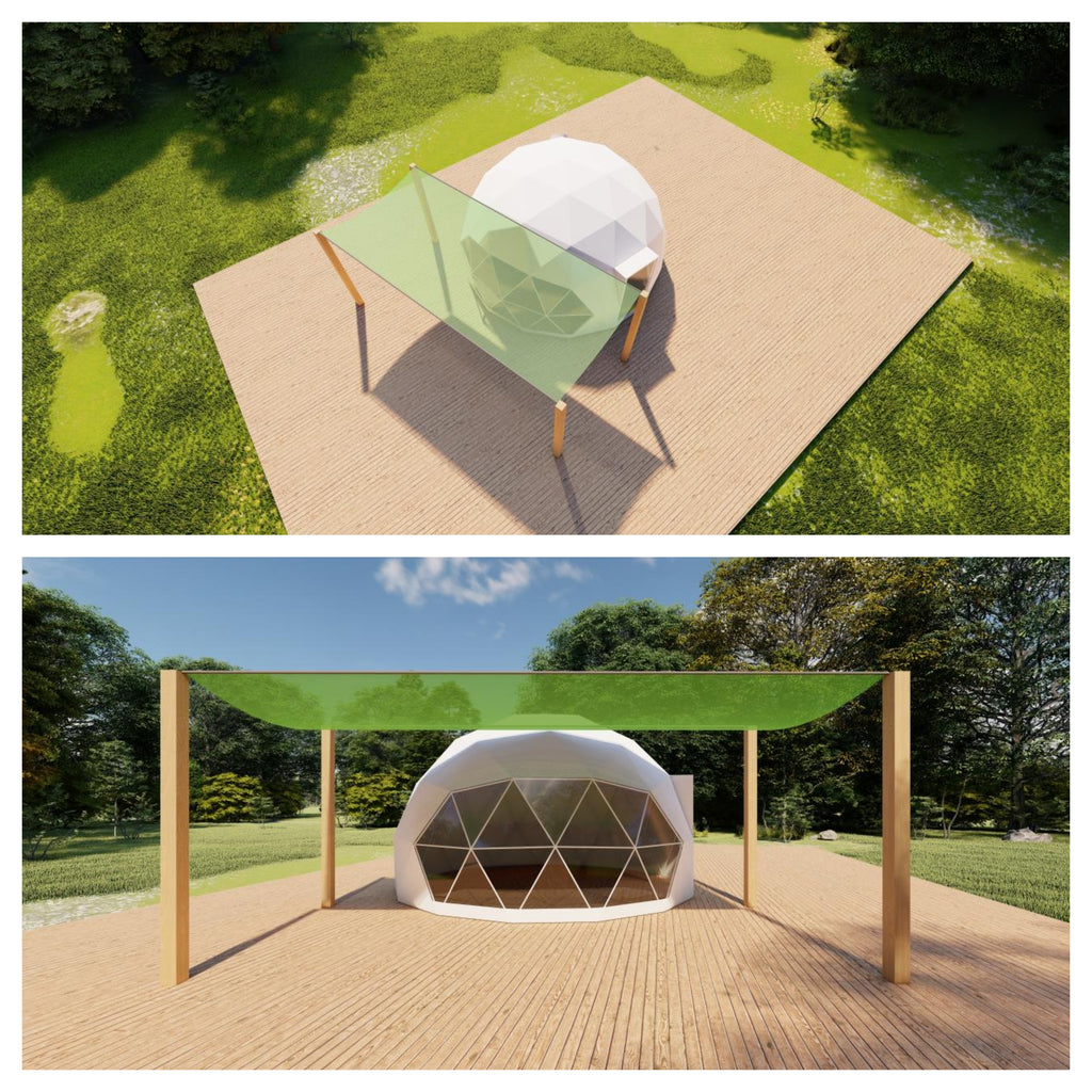 shading net for the panoramic window of a glamping dome
